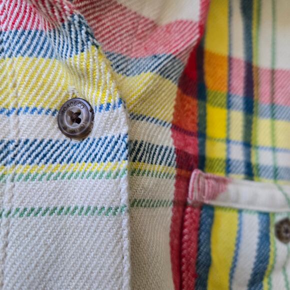 Toad & Co Mojo Plaid Oatmeal Button Up Flannel Long Sleeve Shirt Shacket Medium - Picture 9 of 11